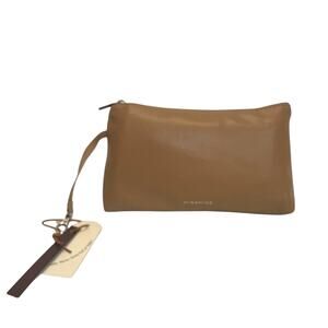 Missnine Faux Leather Cosmetic Bag Brown Zipper Pouch Travel Makeup Case NWT
